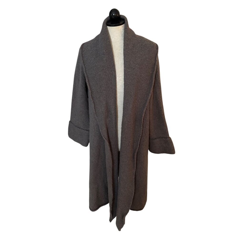 Soft Surroundings Womens Size 1X Gray Wool Blend Shawl Collar Long Duster